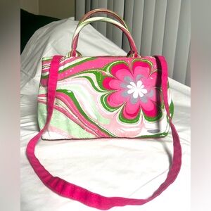 Estee Lauder Pink and Green Floral Crossbody Bag
